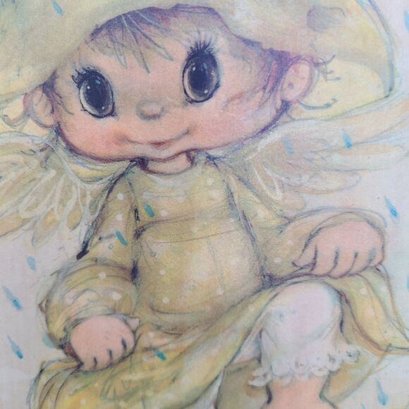 Vintage Hallmark Mary Hamilton Little Angel Big Eyes Homemade Decoupage Plaque - Picture 2 of 10